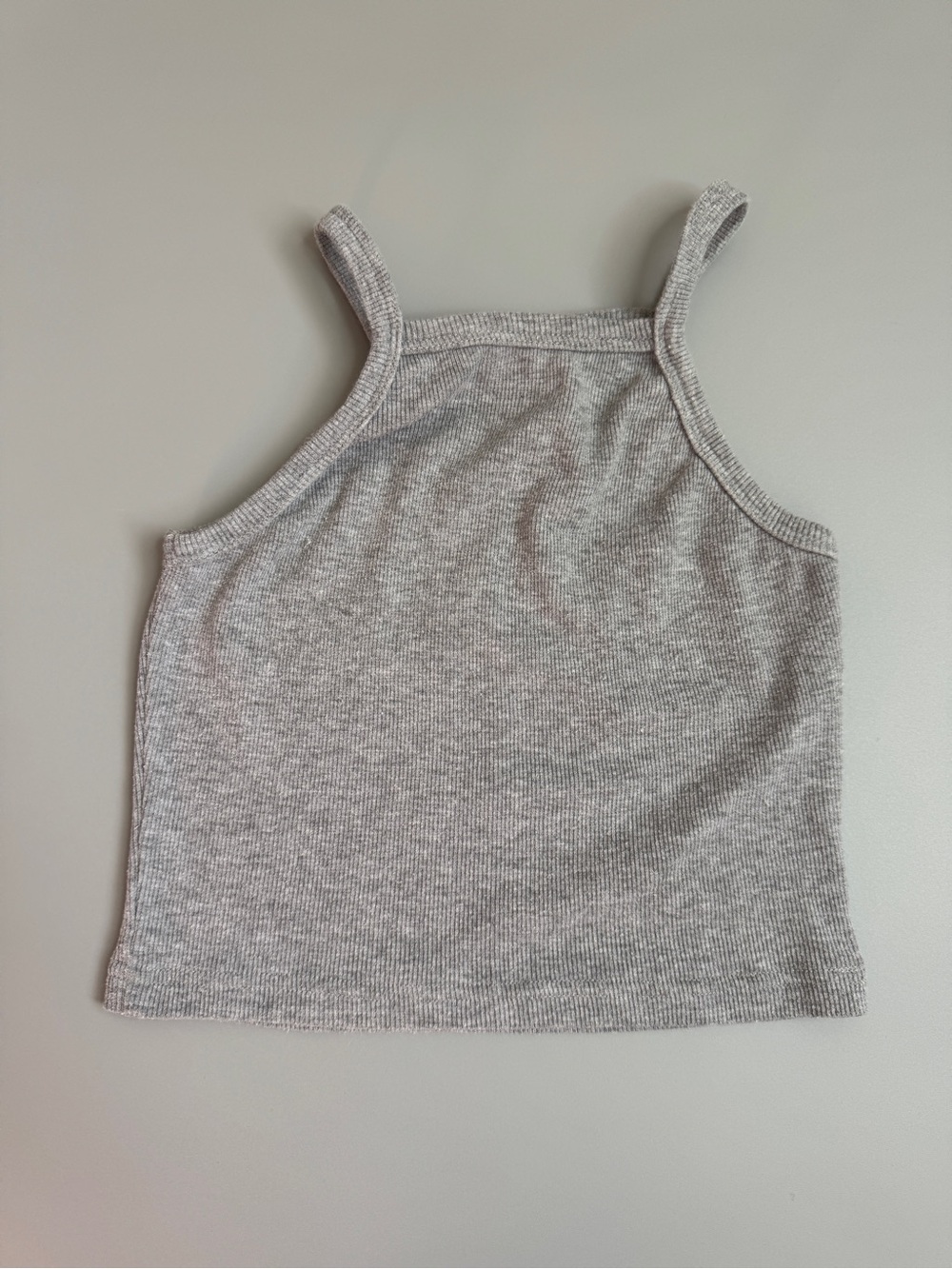 Y2K Gray Tank Top Crop Shirt Ribbed Sleeveless